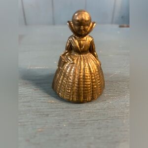 Vintage Miniature English Lady Queen Figural Brass Dinner Table Bell | England